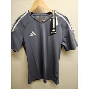 Adidas‎ Tiro 23 Jersey Mens Size S Gray AEROREADY Short Sleeve V-Neck Soccer Top